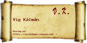Vig Kálmán névjegykártya
